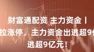 财富通配资 主力资金丨尾盘拉涨停，主力资金出逃超9亿元！